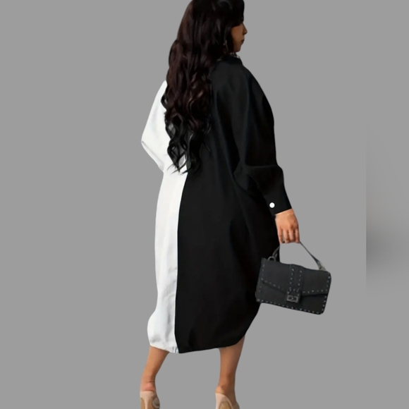 🛑BOGO FREE 🆕Chic Collared Drawstring Hem Shirt Dress - Picture 3 of 10